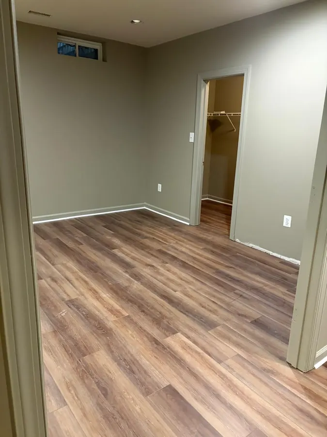 LVP laid through a bedroom and into the closet doorway