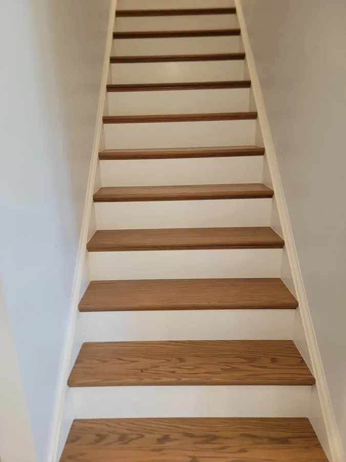 Natural oak stair treads with white risers